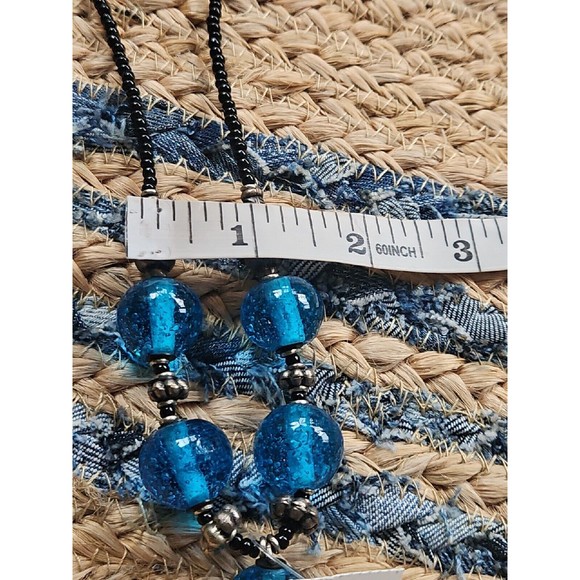 Turquoise Glass Beaded & Brass Necklace - Picture 8 of 8